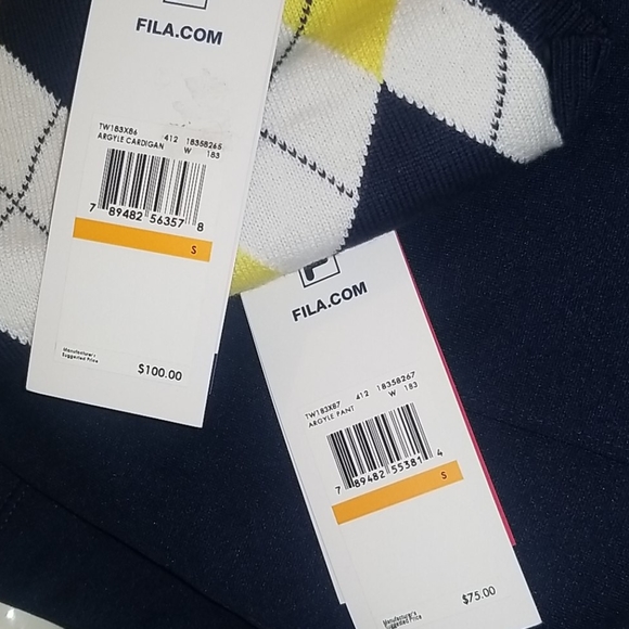 Fila Argyle Tennis Pants & Cardigan Set US Small - Picture 11 of 11